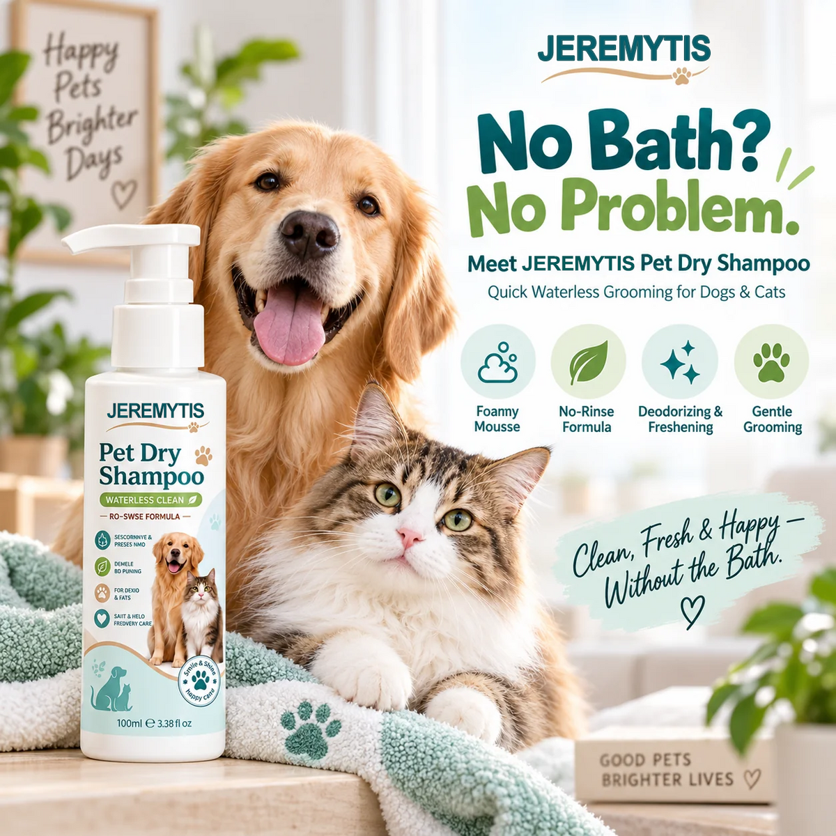 🔥🔥Last Day Buy 2 Get 1🔥JEREMYTIS™ No-Rinse Pet Shampoo Mousse🐕🐈🫧