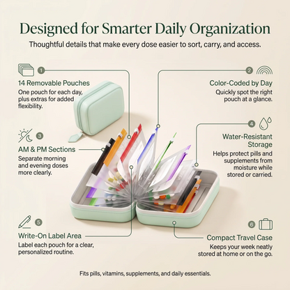 🔥Last Day 49% off🔥7/14-Day Travel Pill Organizer with Removable Pouches💊