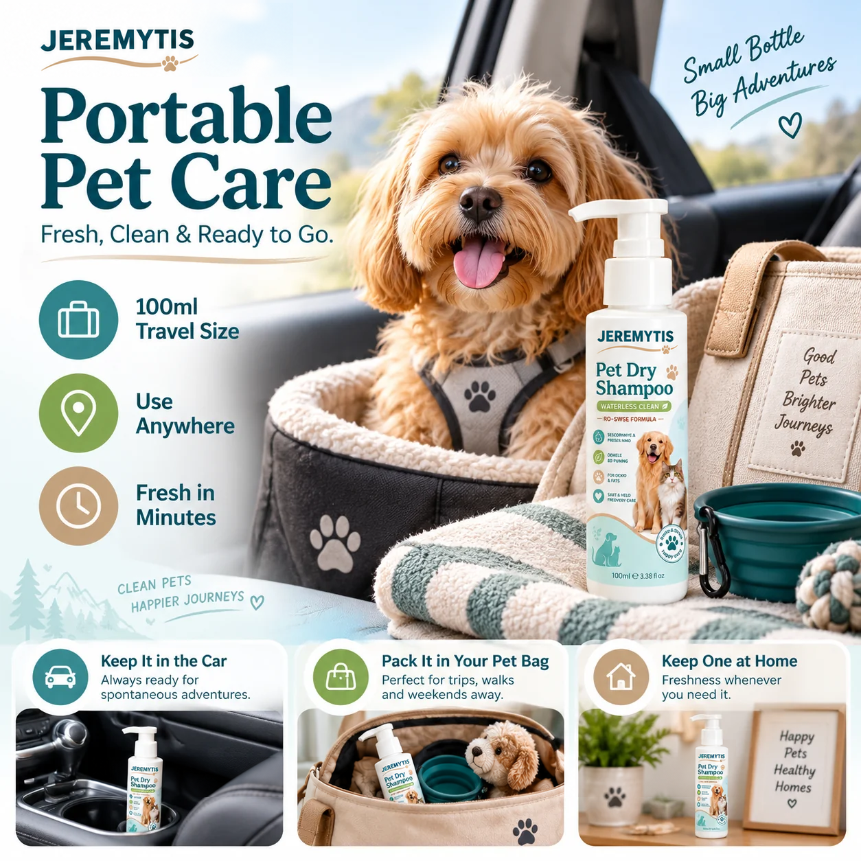 Portable JEREMYTIS pet shampoo