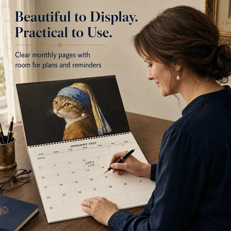 Writing appointments and reminders in the 2027 cat calendar