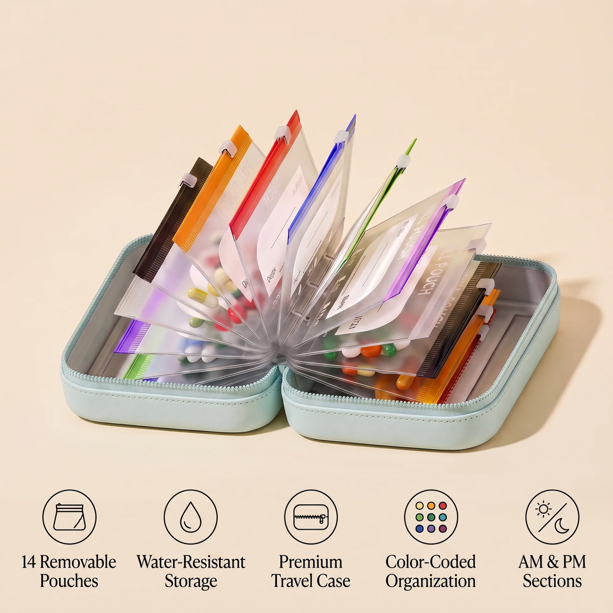 🔥Last Day 49% off🔥7/14-Day Travel Pill Organizer with Removable Pouches💊