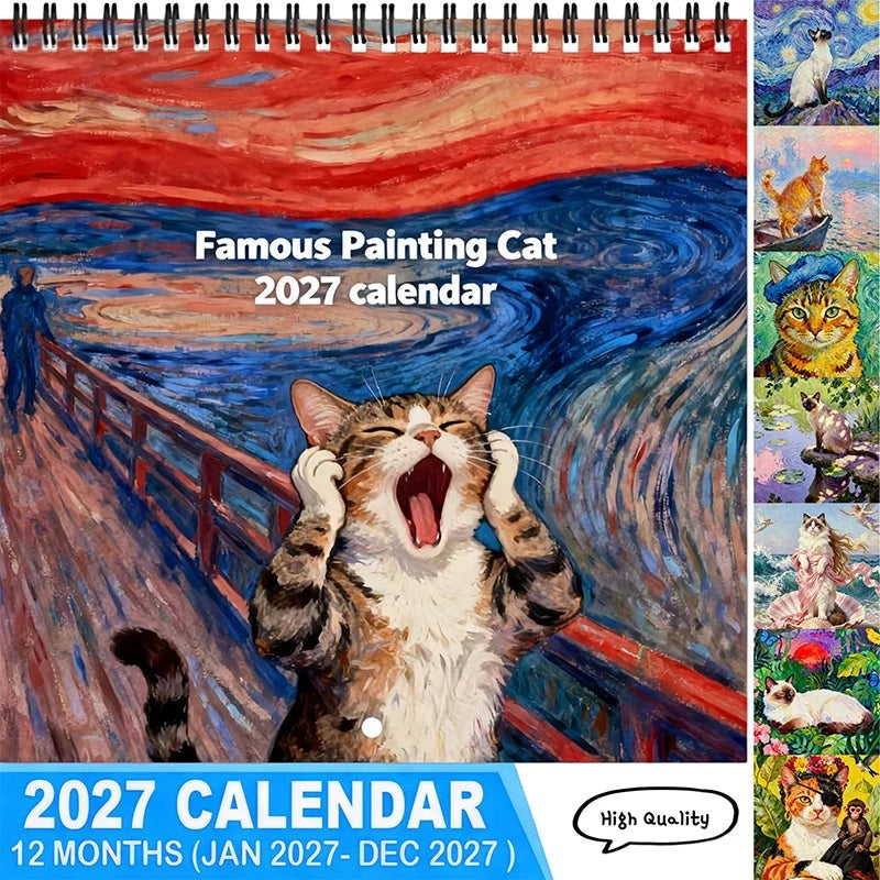 🔥Last Day 49% off🔥2027 Cat Art Wall Calendar – 12 Feline Masterpieces✨