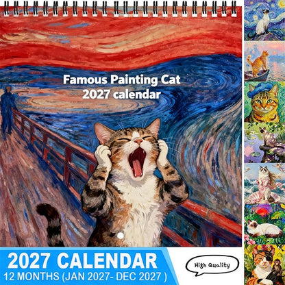 🔥Last Day 49% off🔥2027 Cat Art Wall Calendar – 12 Feline Masterpieces✨