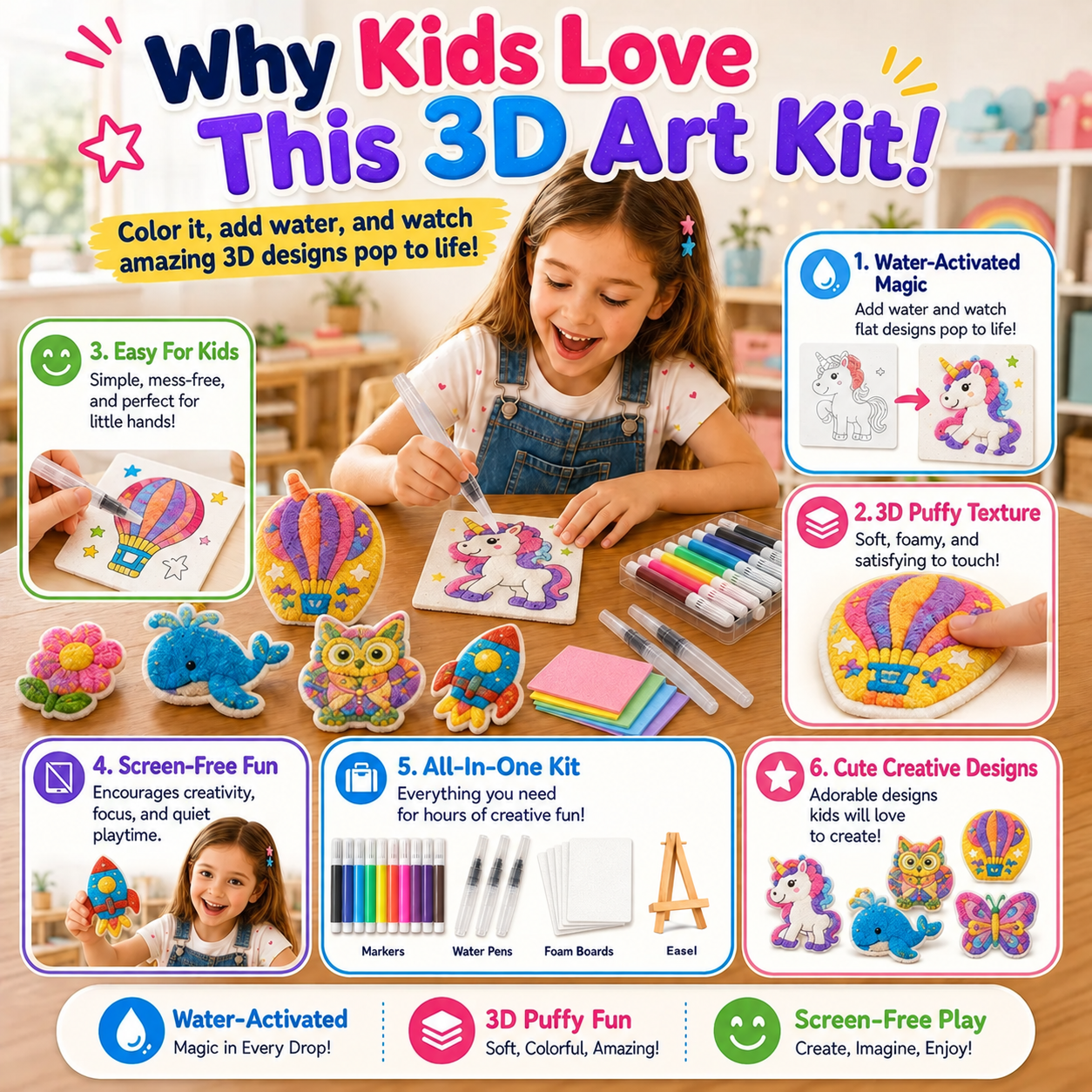 Colorful kids creative art kit