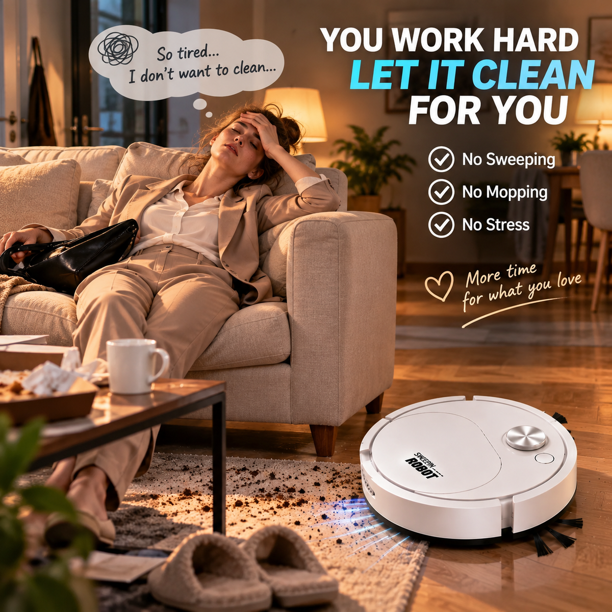 Compact robot cleaner helping with everyday hard floor cleaning