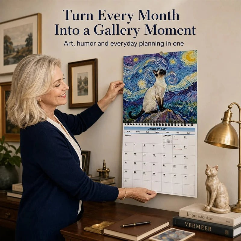 🔥Last Day 49% off🔥2027 Cat Art Wall Calendar – 12 Feline Masterpieces✨