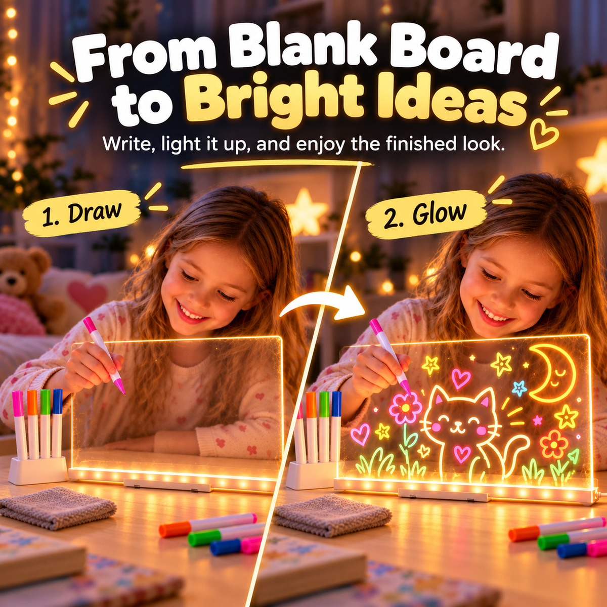 🔥LAST DAY 49% OFF🔥Kids LED Erasable Acrylic Drawing Board🪄