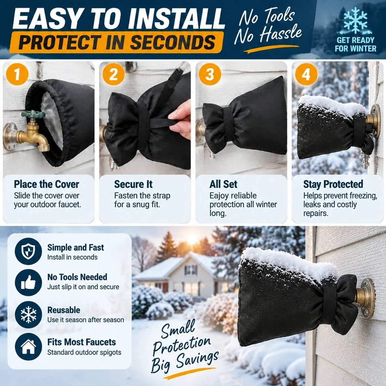 Outdoor faucet cover installation steps