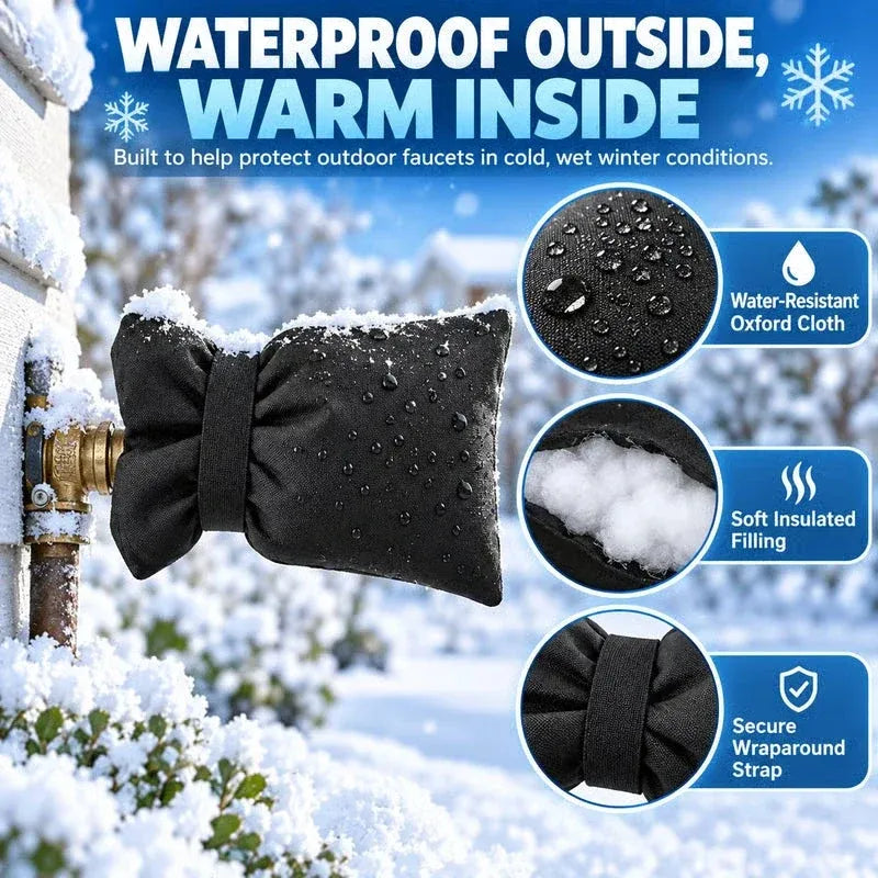 Outdoor faucet cover in harsh winter weather
