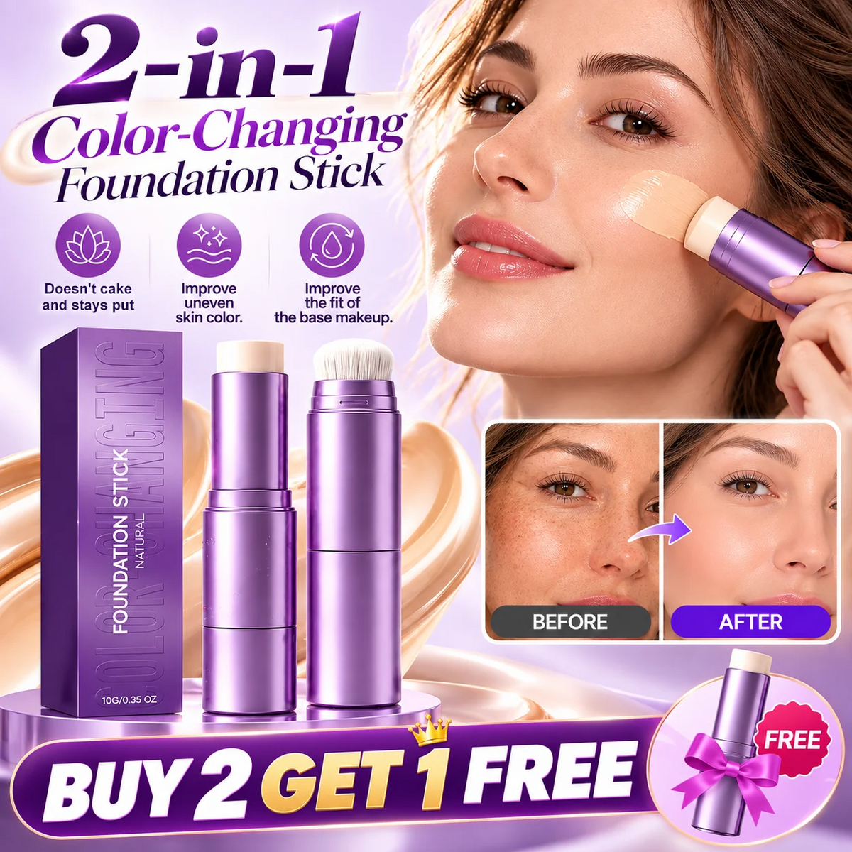 🔥Limited-Time Offer🔥2 in-1 Color-Changing Foundation Stick✨✨