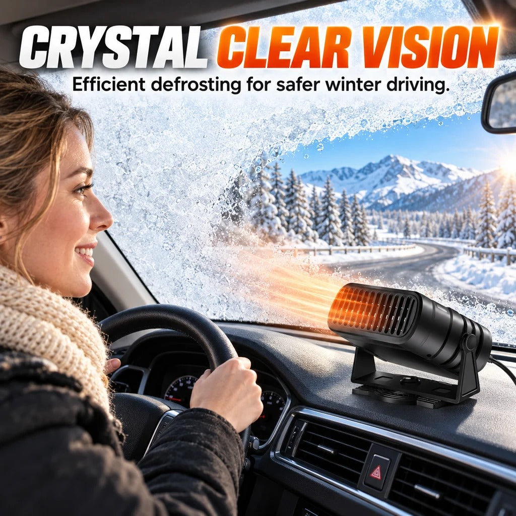 Car heater helping clear windshield frost and fog